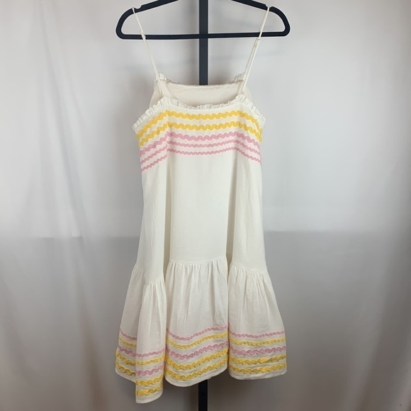 Lisa Marie Hernandez for Target Ric Rac Dress Linen Blend White,Pink,Yellow Sz M - Picture 5 of 11